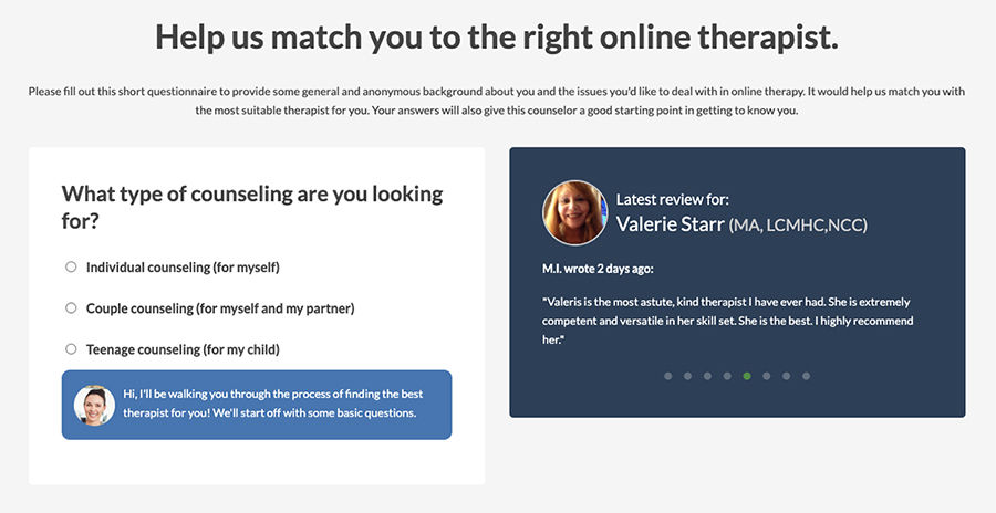 Betterhelp Questionnaire